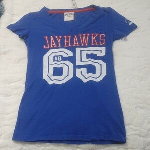 Pink 5th & Ocean Blue KU Kansas Jayhawks Short Sleeve Tee XS